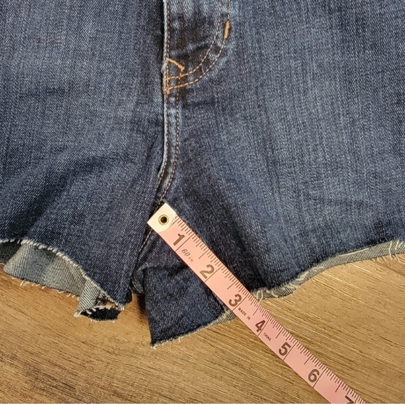EXPRESS Size 00 MIDI HIGH RISE Original Raw Hem Denim Jean Shorts NWT - Picture 7 of 7